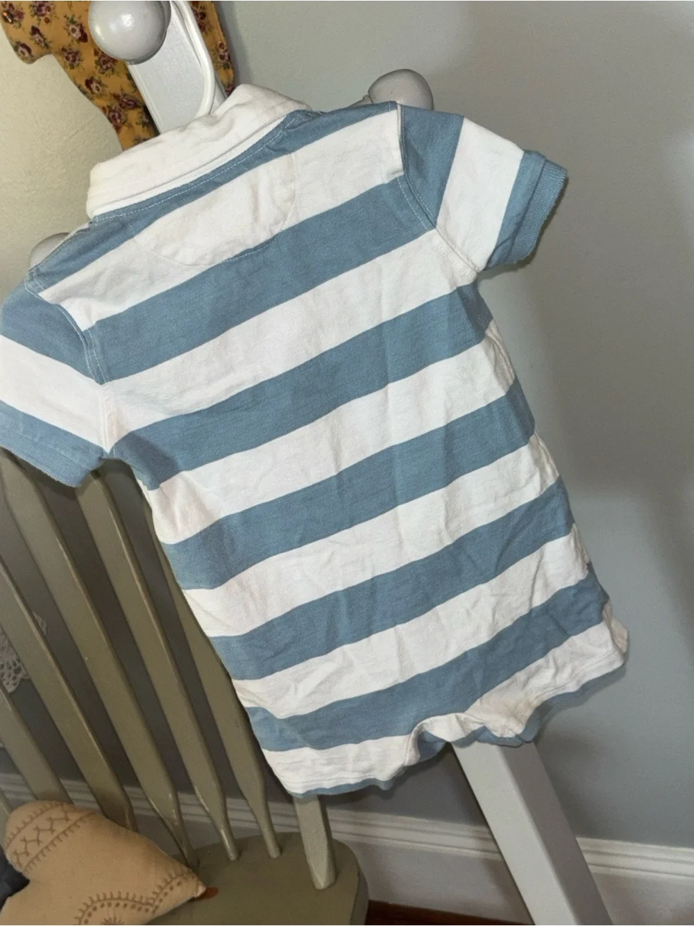 Ralph Lauren 12mos  Boys Blue & White Stripe Polo Romper